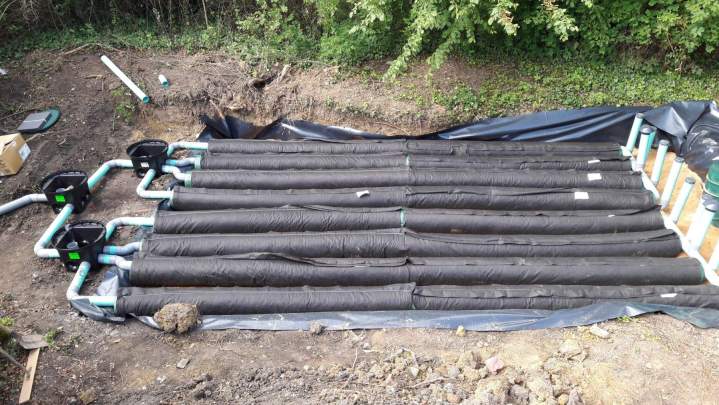 Travaux d’assainissement au Château-d'Almenêches.